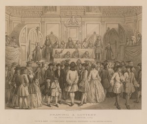 Losování loterie v Guildhall, Londýn, 1739 od English School