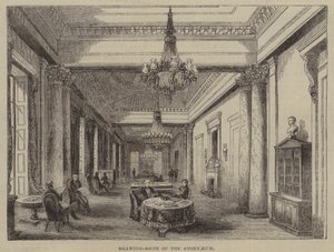 Přijímací místnost v klubu Athenaeum, Londýn (rytina) od English School