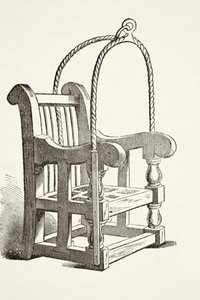 Ducking stolička používaná v 15. století, z „Národních a domácích dějin Anglie“ od Williama Hickmana Smith Aubrey (1858-1916), vydaná v Londýně, kolem roku 1890 od English School