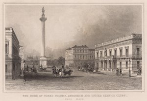 Duke of Yorks Column, Athenaeum a United Service Clubs, Pall Mall od English School
