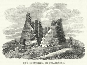 Dun Dornghill, ve Strathmore (rytina) od English School