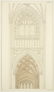 Východní strana jižní příčné lodi St Mary Redcliffe (tužka a akvarel na papíře) od English School