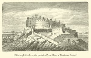 Edinburský hrad v období (rytina) od English School