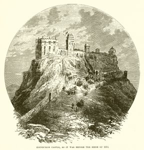 Edinburský hrad, jak tomu bylo před obléháním v roce 1573 od English School
