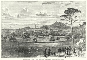 Edinburgh, z "Odpočívej a buď vděčný" Corstorphine Hill (rytina) od English School