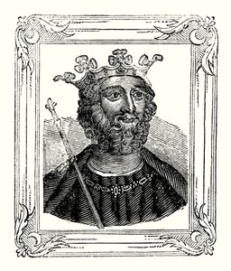 Edward II se narodil v roce 1284, korunován v roce 1308 a zavražděn v roce 1328 (rytina) od English School