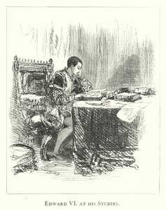 Edward VI. na studiích (rytina) od English School