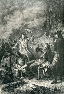 Edward Villiers zraněn v bitvě u Newbury, 1643 od English School