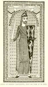 Podobizna Geoffryho Plantageneta z jeho hrobky v Le Mans