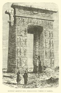 Egyptský oblouk s hieroglyfy, chrám v Karnaku od English School