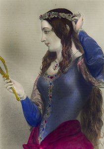 Eleanor Provence, královna choť Jindřicha III. Anglie, tisk Henry G. Bohn, Londýn, 1856 (barevná rytina) od English School