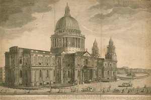 Nadmořská výška a perspektiva katedrály St Pauls v Londýně od English School
