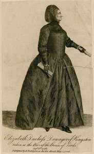 Elizabeth Herzogin Witwe von Kingston vor dem Bar des House of Lords von English School