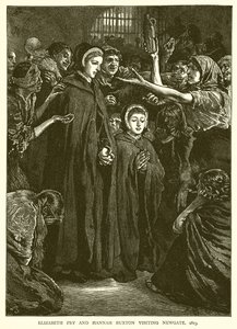 Elizabeth Fry a Hannah Buxton na návštěvě Newgate, 1813 od English School