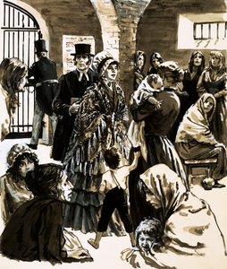 Elizabeth Fryová se po návštěvě věznice Newgate stala bojovnicí za reformu věznice (kvaš na papíře) od English School