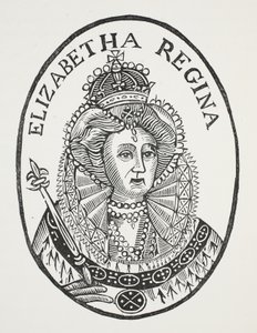 Elizabeth Regina, ilustrace z Chap-books of the Eighteenth Century od Johna Ashtona, hospoda. 1882 od English School