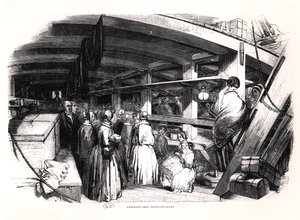 Emigrantská loď, mezi palubami, 1850 od English School