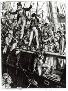 Emigrants Leaing Old England, z časopisu The Graphic, 18. prosince 1869 od English School