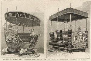 Císařovna Indie: státní houfnice vyrobené pro vévodu z Buckinghamu, guvernéra Madrásu, z The Graphic, 3. února 1877. od English School