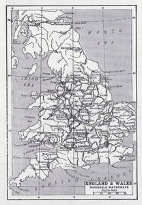 Anglie a Wales, splavné vodní cesty (litho) od English School