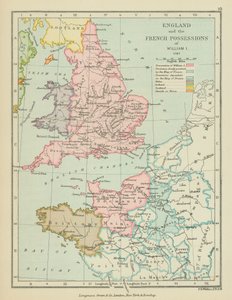 Anglie a francouzské državy Viléma I. (barevná litografie) od English School