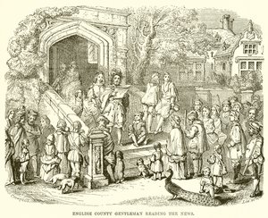 Anglický country gentleman čte zprávy od English School