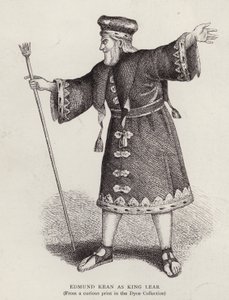 Anglický herec Edmund Kean v titulní roli v Shakespearově Králi Learovi (litho) od English School