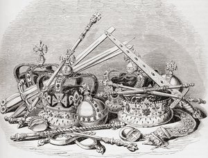 Anglické regálie, ze staré Anglie: Obrazové muzeum, hospoda. 1847 od English School