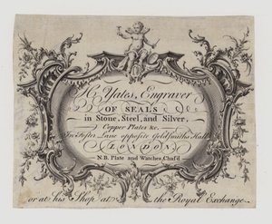 Engravers of Seals, H Yates, obchodní karta od English School