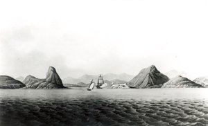 Vjezd do přístavu Rio de Janeiro (černobílý tisk) od English School