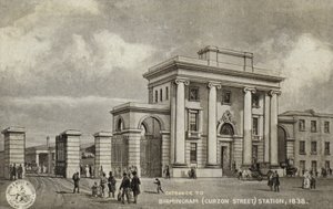 Vchod do stanice Birmingham (Curzon Street), 1838 od English School