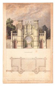 Vstup na hřbitov Highgate publikoval The Lady Magazine, circa 1839. od English School