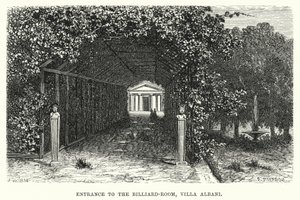 Vchod do kulečníkového sálu, Villa Albani (rytina) od English School