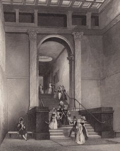 Vchod do Národní galerie, Londýn (rytina) od English School