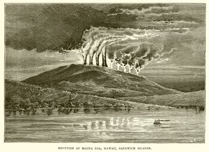 Eruption of Mauna Loa, Hawaii, Sandwich Islands od English School