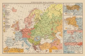 Etnografická mapa Evropy (barevná litografie) od English School