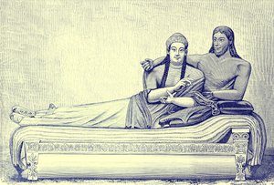 Etruská hrobka, ilustrace z Dějiny Říma od Victora Duruye, publikovaná v roce 1884 (digitálně vylepšený obrázek) od English School