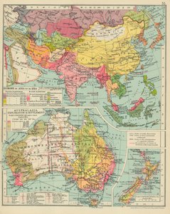 Evropa v Asii do roku 1914. Australasia Exploration  Settlement (barevná litografie) od English School