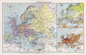 Evropa, politická (barevná litografie) od English School