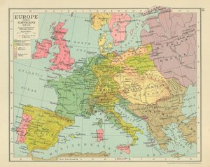 Evropa za Napoleona 1810 (barevná litografie) od English School