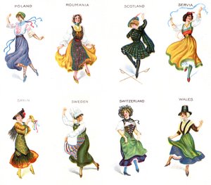 European Dancers, cigaretové karty, 1915 (viz také 473602) od English School