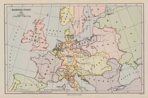 Evropské státy v roce 1792 (barevná litografie) od English School