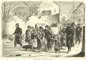 Evakuace vesnice poblíž Paříže, prosinec 1870 od English School
