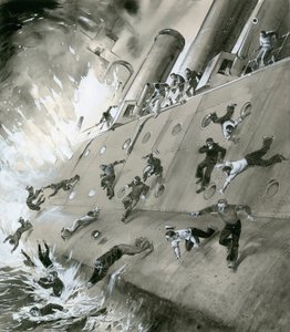 Exploze HMS Natal v roce 1915 od English School