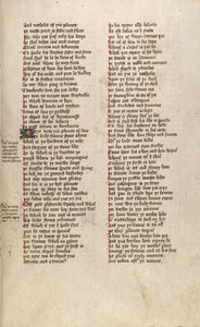 F151r od Ms New Coll 266, De confio amantis od Johna Gowera (pero a inkoust na pergamenu) od English School