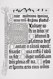 Faksimile stránky ze žaltáře, tisk Johann Fust a Petrus Schoiffer, Mainz, 1459 od English School