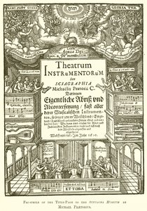 Faksimile titulní strany k Syntagma Musicum od Michaela Praetoria od English School