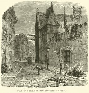 Pád skořápky na předměstí Paříže, říjen 1870 od English School