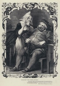Falstaff a dáma Quicklyová, Veselé paničky windsorské, 2. dějství, 2. scéna (rytina) od English School