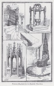 Slavné baptisteria v anglických kostelech (litho) od English School